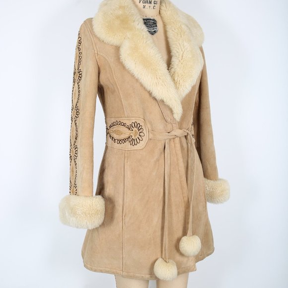 Penny Lane Coat, Sheepskin Coat, Embroidered Coat, Boho, Bohemian, Winter Coat - Picture 3 of 5